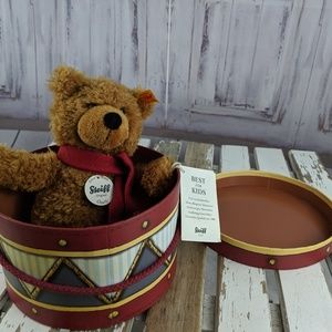 Steiff‎ bear charly 113246 9″ box drum 23 cm brown